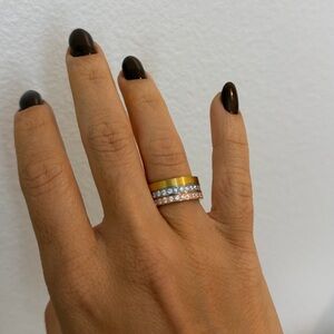 B.Tiff 3 in 1 ring combination of gold, silver and rose gold.